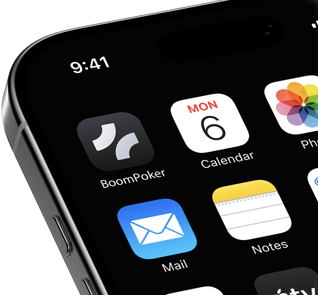 BoomPoker app icon on iPhone home screen